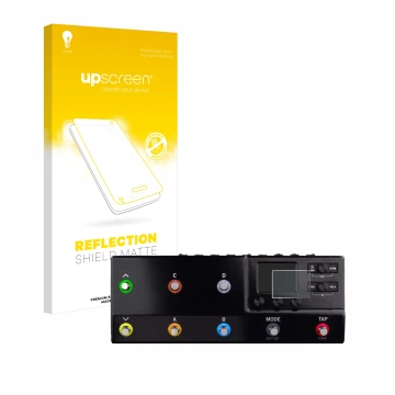 Front side of a product packaging with the brand logo upscreen. Next to it is the device Line 6 hx stomp XL shown with the cor