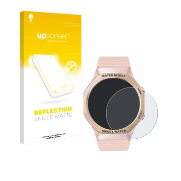 Front side of a product packaging with the brand logo upscreen. Next to it is the device Mutoy Smartwatch 1.32