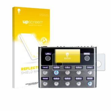 Front side of a product packaging with the brand logo upscreen. Next to it is the device Fender Tone Master Pro shown with the