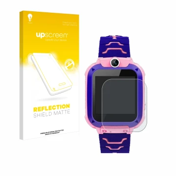 Front side of a product packaging with the brand logo upscreen. Next to it is the device Bothergu Kids Smartwatch Q12 shown wi
