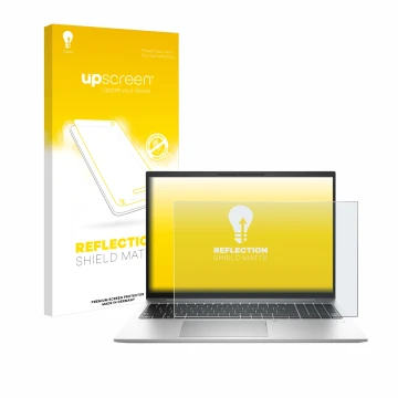 Front side of a product packaging with the brand logo upscreen. Next to it is the device HP EliteBook 865 G10 shown with the c