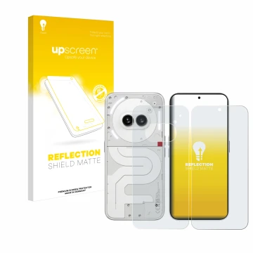 Front side of a product packaging with the brand logo upscreen. Next to it is the device Nothing Phone (2a) (Front+Back) shown