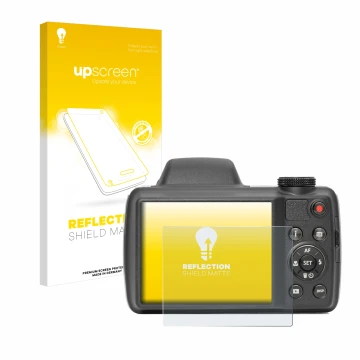 Front side of a product packaging with the brand logo upscreen. Next to it is the device Kodak Pixpro AZ528 shown with the cor