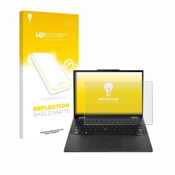 Front side of a product packaging with the brand logo upscreen. Next to it is the device Lenovo ThinkPad X13 Gen 5 shown with 