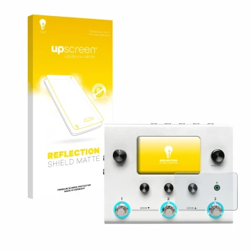 Front side of a product packaging with the brand logo upscreen. Next to it is the device Hotone Ampero II Stomp shown with the