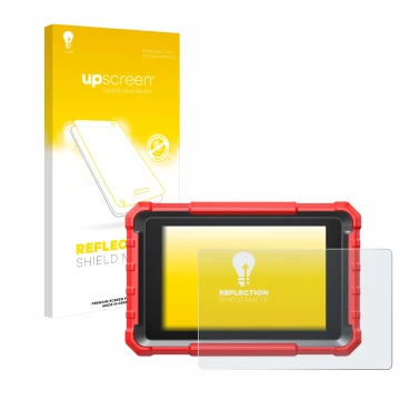 Front side of a product packaging with the brand logo upscreen. Next to it is the device Launch X-431 PROS Elite shown with th