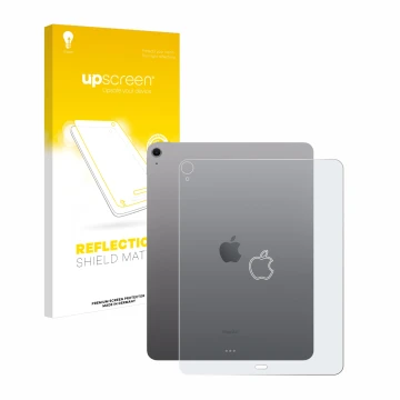 Front side of a product packaging with the brand logo upscreen. Next to it is the device Apple iPad Air 13