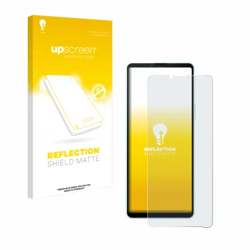 Front side of a product packaging with the brand logo upscreen. Next to it is the device Sony Xperia 10 VI shown with the corr