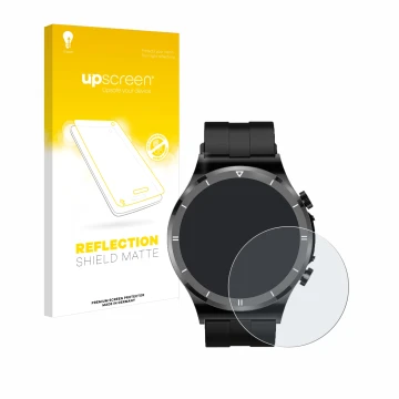 Front side of a product packaging with the brand logo upscreen. Next to it is the device Sanorum Smartwatch 1.39