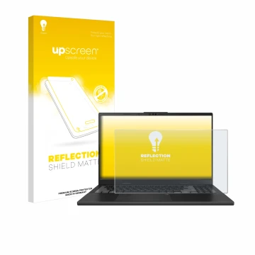 Front side of a product packaging with the brand logo upscreen. Next to it is the device ASUS VivoBook Pro 15 OLED N6506 shown