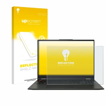 Front side of a product packaging with the brand logo upscreen. Next to it is the device ASUS Vivobook S 16 Flip TN3604 shown 