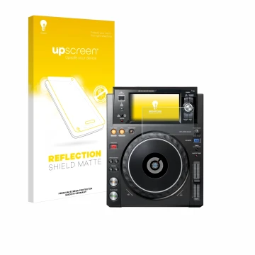 Front side of a product packaging with the brand logo upscreen. Next to it is the device Pioneer XDJ -1000MK2 shown with the c