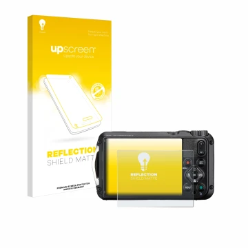 Front side of a product packaging with the brand logo upscreen. Next to it is the device Ricoh Pentax WG-8 shown with the corr