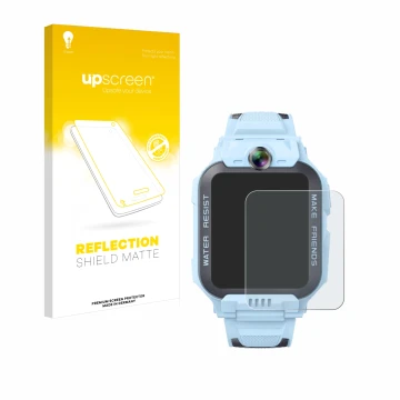 Front side of a product packaging with the brand logo upscreen. Next to it is the device Imoo Watch Phone Z7 shown with the co