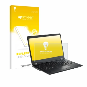 Front side of a product packaging with the brand logo upscreen. Next to it is the device Fujitsu Lifebook U7410 shown with the