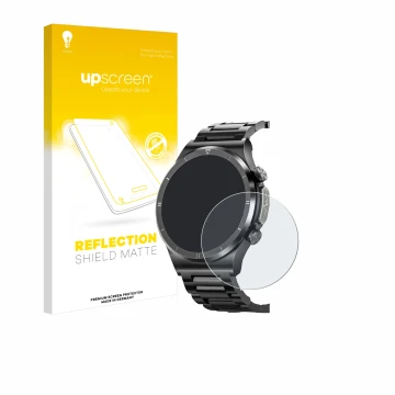 Front side of a product packaging with the brand logo upscreen. Next to it is the device Powerwill Smartwatch 1.39