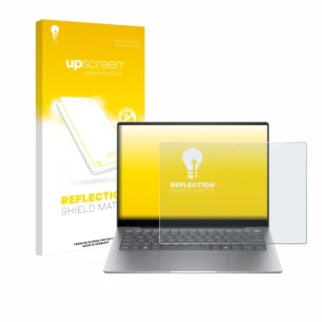 Front side of a product packaging with the brand logo upscreen. Next to it is the device HP OmniBook X AI 14 shown with the co