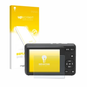 Front side of a product packaging with the brand logo upscreen. Next to it is the device Kodak Pixpro FZ55 shown with the corr