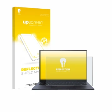 Front side of a product packaging with the brand logo upscreen. Next to it is the device ASUS ZenBook Pro 14 UX6404V shown wit