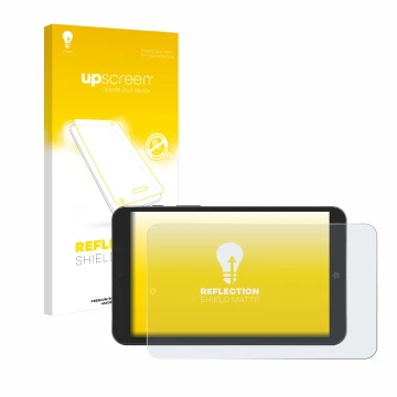 Front side of a product packaging with the brand logo upscreen. Next to it is the device Mediacom SmartPad Iyo 8 shown with th