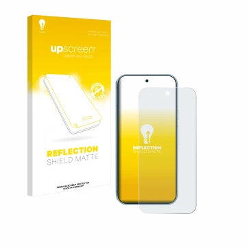 Front side of a product packaging with the brand logo upscreen. Next to it is the device Google Pixel 9 Pro shown with the cor