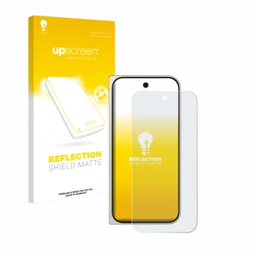 Front side of a product packaging with the brand logo upscreen. Next to it is the device Google Pixel 9 Pro Fold shown with th