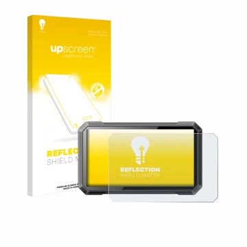 Front side of a product packaging with the brand logo upscreen. Next to it is the device Ricoel Motorcycle CarPlay C7 II shown