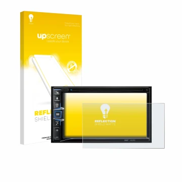 Front side of a product packaging with the brand logo upscreen. Next to it is the device Alpine INE-W611D shown with the corre