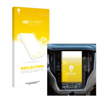 Front side of a product packaging with the brand logo upscreen. Next to it is the device Subaru Outback 2023 11,9