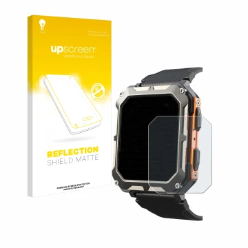 Front side of a product packaging with the brand logo upscreen. Next to it is the device Findtime Smartwatch 1.83