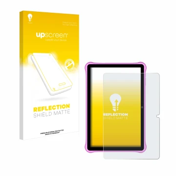 Front side of a product packaging with the brand logo upscreen. Next to it is the device Blackview Tab A7 Kids shown with the 