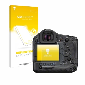 Front side of a product packaging with the brand logo upscreen. Next to it is the device Canon EOS R1 shown with the correspon