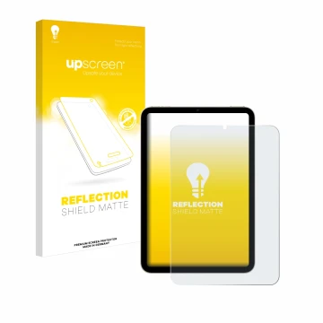 Front side of a product packaging with the brand logo upscreen. Next to it is the device Apple iPad Mini 7 WiFi 2024 shown wit