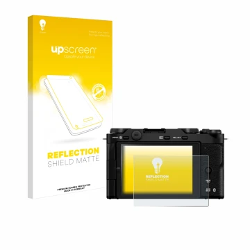 Front side of a product packaging with the brand logo upscreen. Next to it is the device Fujifilm X-M5 shown with the correspo