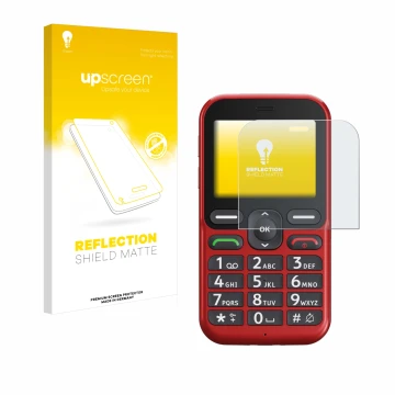 Front side of a product packaging with the brand logo upscreen. Next to it is the device Doro Leva L10 shown with the correspo