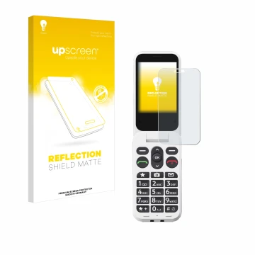 Front side of a product packaging with the brand logo upscreen. Next to it is the device Doro Leva L20 shown with the correspo