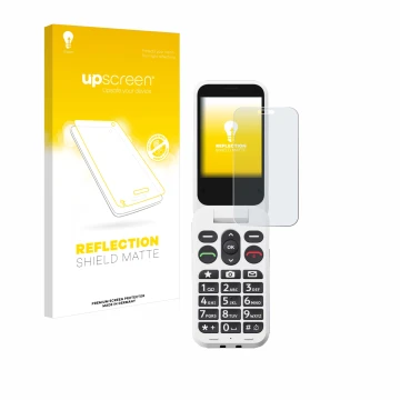 Front side of a product packaging with the brand logo upscreen. Next to it is the device Doro Leva L30 shown with the correspo