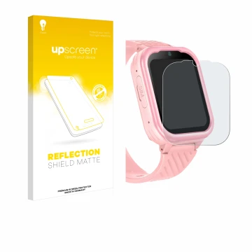 Front side of a product packaging with the brand logo upscreen. Next to it is the device Yuede Kids Smartwatch 1.83