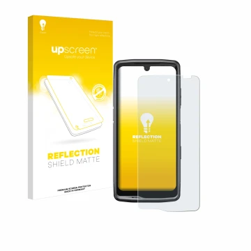 Front side of a product packaging with the brand logo upscreen. Next to it is the device Crosscall Stellar M6 shown with the c
