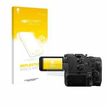 Front side of a product packaging with the brand logo upscreen. Next to it is the device Canon EOS C400 shown with the corresp