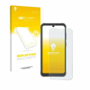 Front side of a product packaging with the brand logo upscreen. Next to it is the device Blackview BV5200 Pro shown with the c