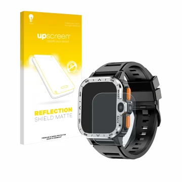 Front side of a product packaging with the brand logo upscreen. Next to it is the device HS Smartwatch 2