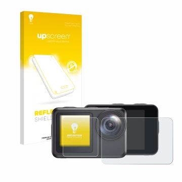 Front side of a product packaging with the brand logo upscreen. Next to it is the device Akaso Brave 7 LE shown with the corre