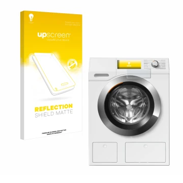 Front side of a product packaging with the brand logo upscreen. Next to it is the device Miele WEH875 shown with the correspon