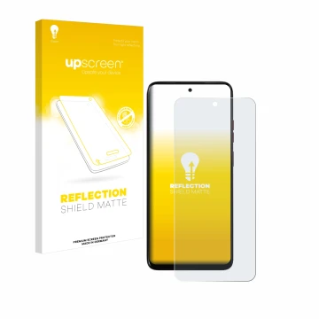 Front side of a product packaging with the brand logo upscreen. Next to it is the device Motorola Moto G05 shown with the corr