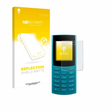 Front side of a product packaging with the brand logo upscreen. Next to it is the device Nokia 105 4G 2nd Edition shown with t