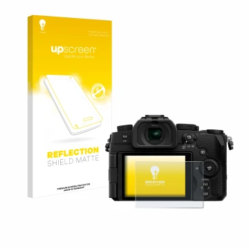 Front side of a product packaging with the brand logo upscreen. Next to it is the device Panasonic Lumix DC-G97 shown with the