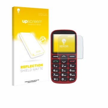 Front side of a product packaging with the brand logo upscreen. Next to it is the device Doro 1360 shown with the correspondin