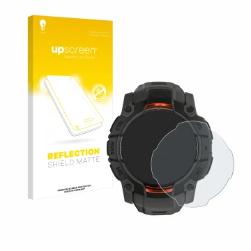 Front side of a product packaging with the brand logo upscreen. Next to it is the device Garmin Instinct 3 Solar (45 mm) shown