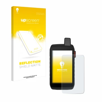Front side of a product packaging with the brand logo upscreen. Next to it is the device Garmin Montana 710i shown with the co